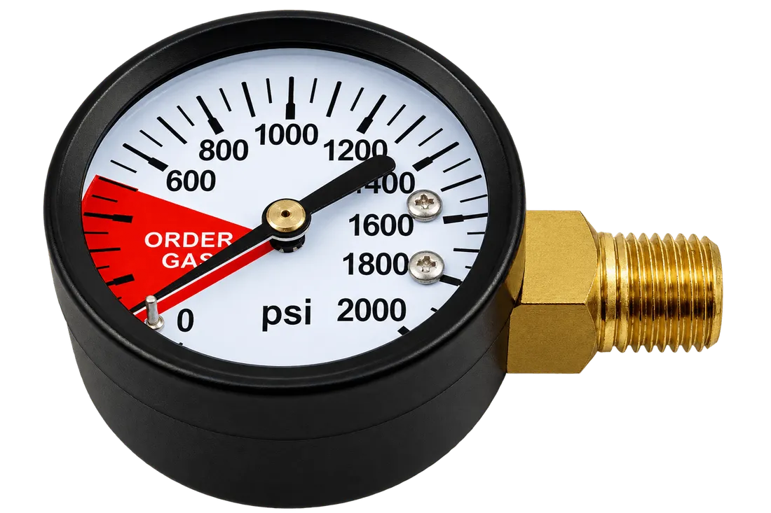 Gauge, 2" Diameter, 3000 PSI 1/4" MPT (Left)