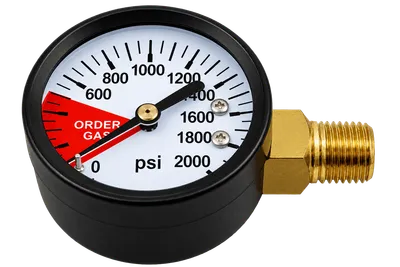 Gauge, 2" Diameter, 3000 PSI 1/4" MPT (Left)